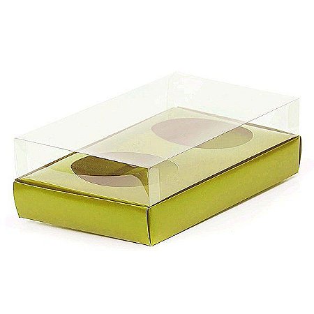 Caixa Ovo de Colher Duplo - Meio Ovo de 100g a 150g - 20cm x 13cm x 8,8cm - Ouro - 5unidades - Assk - Páscoa Rizzo Embal