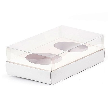 Caixa Ovo de Colher Duplo - Meio Ovo de 100g a 150g - 20cm x 13cm x 8,8cm - Branca - 5unidades - Assk - Páscoa Rizzo Emb