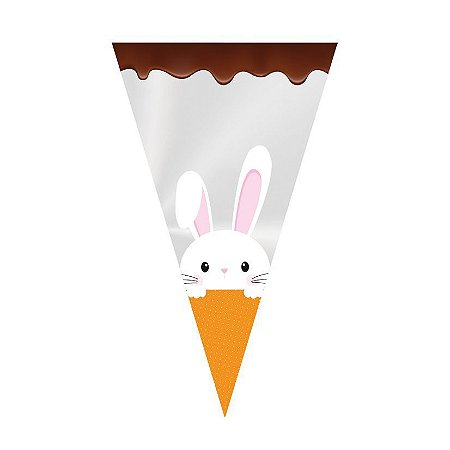 Cone Festa Coelho Adoleta 18x30cm - 50 unidades - Cromus Páscoa