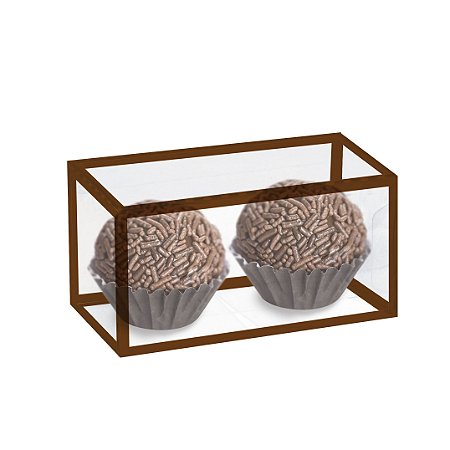 Caixa Clean 2 Doces Moldura Marrom 8 x 4 x 4cm - 10 unidades - Cromus