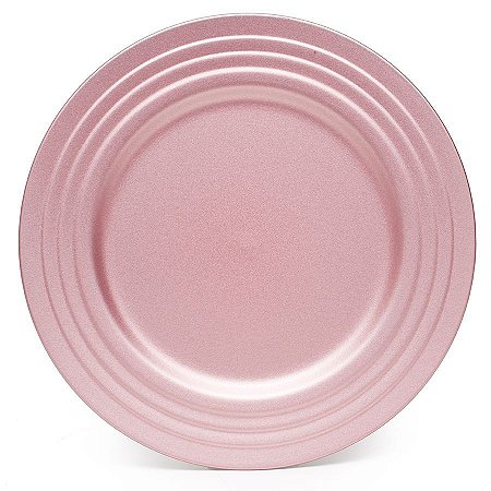 Sousplat Rosa Brilhante com Borda de Relevo - 33cm - Cromus - Rizzo
