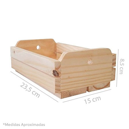 Caixote de Madeira Crú 23,5x15x8,5cm - 01 Unidade - Rizzo