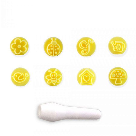 Kit Carimbo Marcador Jardim Encantado Amarelo - 8 Unidades - BlueStar - Rizzo Confeitaria