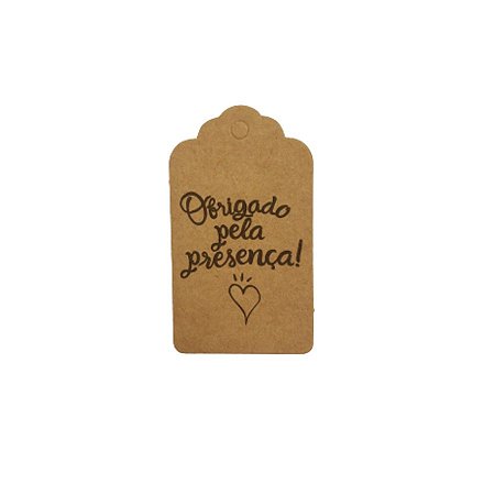 Tag Decorativa Kraft com Furo - Obrigado pela Presença - 10 unidades - Rizzo
