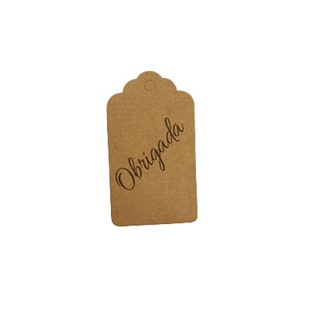 Tag Decorativa Kraft com Furo - OBRIGADA - 10 unidades - Rizzo