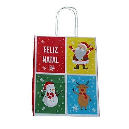 Sacola de Papel 17,5x8,5x21,5cm - Feliz Natal - Ref 4891 - 10 UN - Rizzo