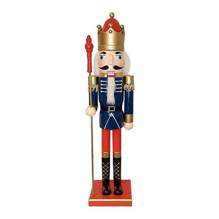 Boneco Soldado Quebra Nozes de Madeira - Azul e Dourado - EN039-12 - 60 cm - 1 unidade - Global Master - Rizzo