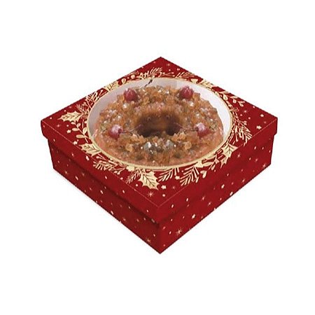 Caixa Para Bolo Rei com Visor Brilho 25x25x10cm Natal Cromus 01 Unidade Rizzo