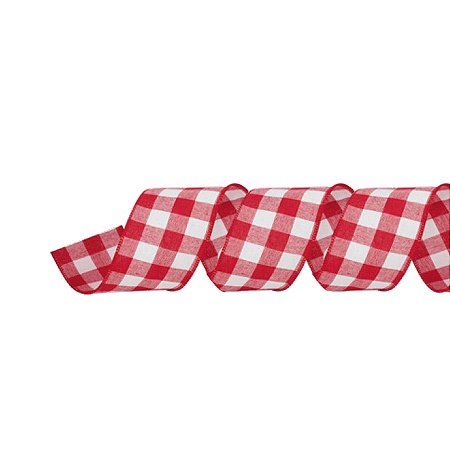 Fita Decorativa Natal Xadrez Vermelha e Branca 6,3cmx9,14m - 1 Unidade - Cromus -