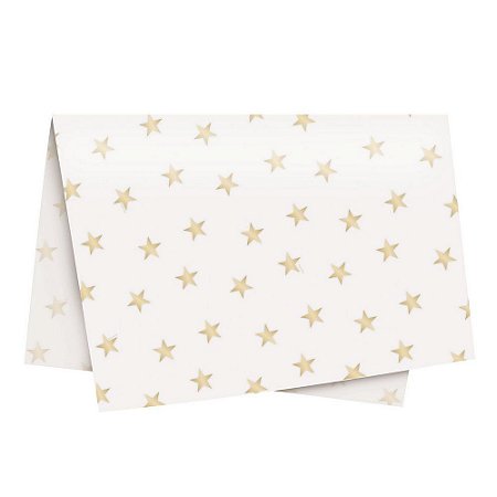 Papel de Seda - 49x69cm - Estrela Ouro e Marfim - 10 folhas - Rizzo
