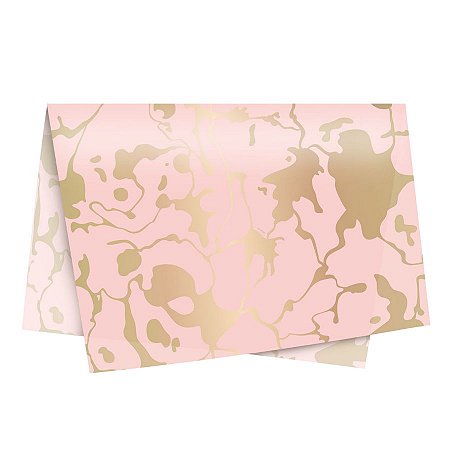 Papel de Seda Mármore Rose/Ouro - 49x69cm -10 folhas - Rizzo