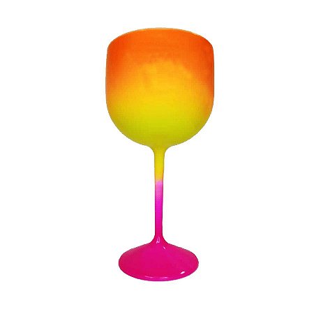 Taça Gin Fluor com 550ml Degradê Pink, Amarelo e Laranja - Rizzo