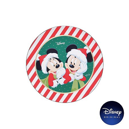 Sousplat Natalino - Mickey & Minnie Noel - 33cm - 1 UN - Disney Original - Cromus - Rizzo