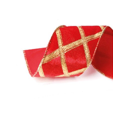 Fita Decorativa Natal Losangos Douradas 6,3cmx9,14m - 1 Unidade - Cromus -
