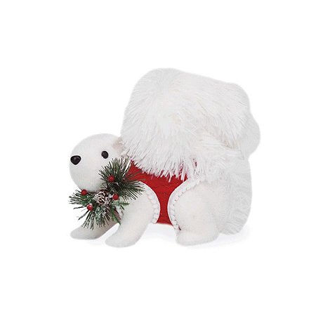 Esquilo Branco com Roupa Tricô Vermelha Mod2 - 01 unidade Cromus Natal -