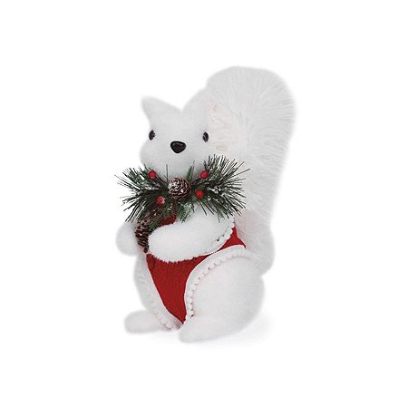 Esquilo Branco com Roupa Tricô Vermelha Pequeno - 01 unidade Cromus Natal -