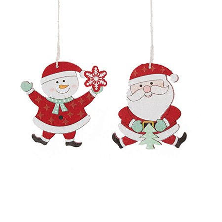 Enfeite para Pendurar Noel e Boneco de Neve - 8 Unidades - Cromus -