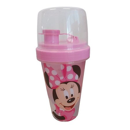Mini Shakeira com Tampa Minnie Rosa 320ml - Plasútil - Rizzo