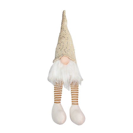 Boneco Natalino - Kringle Sentado - Creme & Branco - 01 UN - Cromus