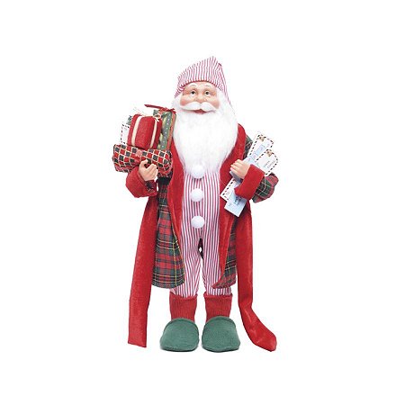 Papai Noel de Pijama Xadrez/Vermelho 45cm  - 01 unidade - Cromus Natal -