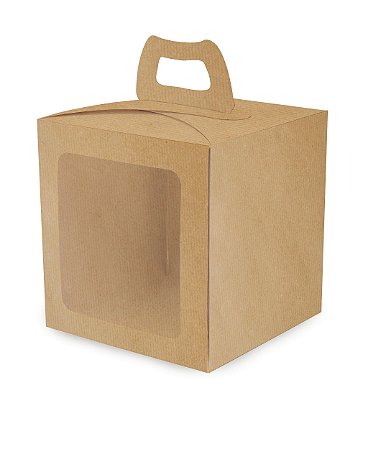 Caixa Mini Bolo com Visor Kraft 19,5X19,5X20,5cm com 10 un. Cromus Profissional
