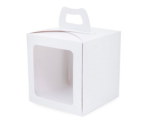 Caixa Mini Bolo com Visor Branca 15X15X16cm com 10 un. Cromus Profissional
