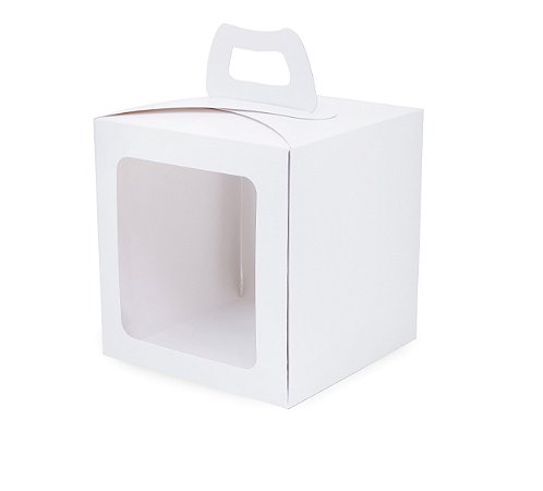 Caixa Mini Bolo com Visor Branca 19,5X19,5X20,5cm com 10 un. Cromus Profissional
