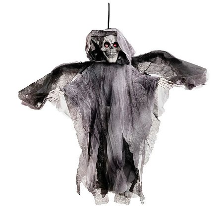 Enfeite Decorativo Halloween - Caveira Oscar - 50cm - Som, Luz e Movimento - 1 unidade - Cromus - Rizzo