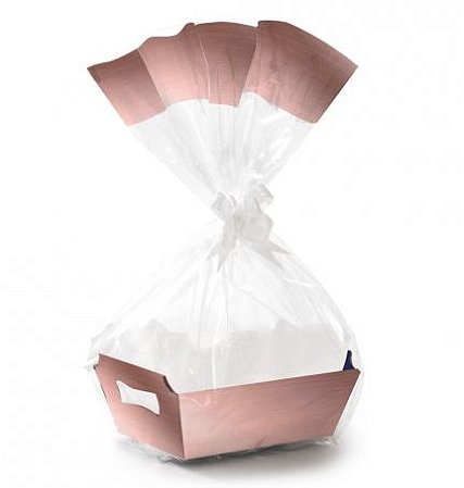 Kit Cesta De Papel Cartão Rose Gold P - 01 unidade - Rizzo Embalagens