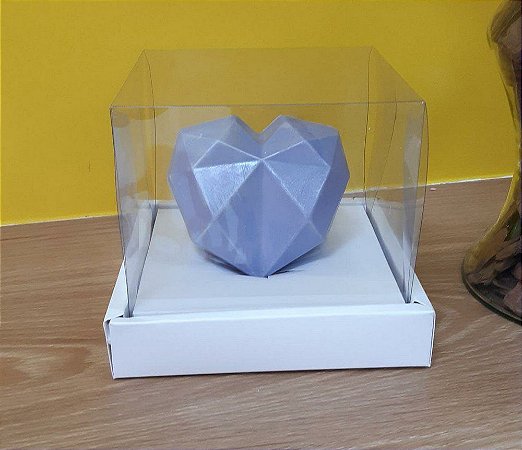 Caixa de Coração em pé 250gr 15x15x12,5cm Branco - 05 unidades - Assk Rizzo