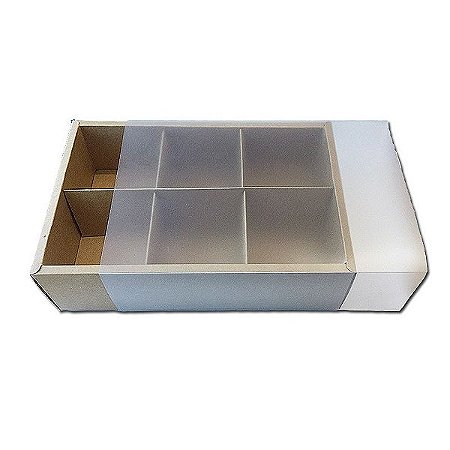 Caixa 6 divisórias Kraft - 23x15,5x5cm - Rizzo Confeitaria