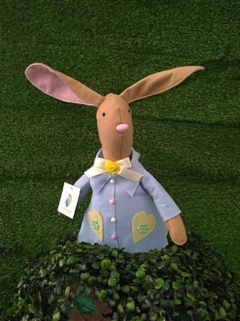 Coelho Triangular Azul em Feltro - 01 unidade - Pé de Pano - Rizzo Festas