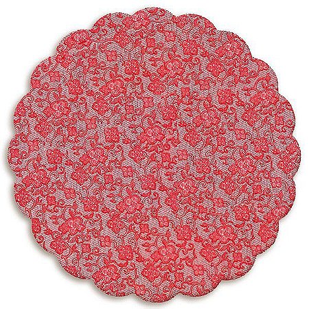 Fundo Rendado Redondo Vermelho 9cm (761001) - 100 unidades - Cromus - Rizzo Embalagens