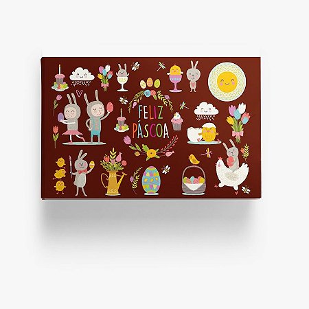 Caixa para Doces Feliz Páscoa Marrom 10u Ref.6865 - Miss Embalagens - Rizzo Confeitaria