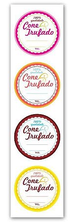 Etiqueta Adesiva Cone Trufado Color Cod. 6285 c/ 20 un. Miss Embalagens Rizzo Confeitaria