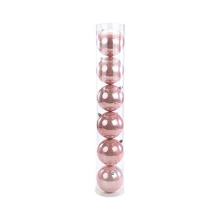 Bola de Natal em Tubo - Perolado Rose Gold - 7cm - 6 unidades - Cromus - Rizzo
