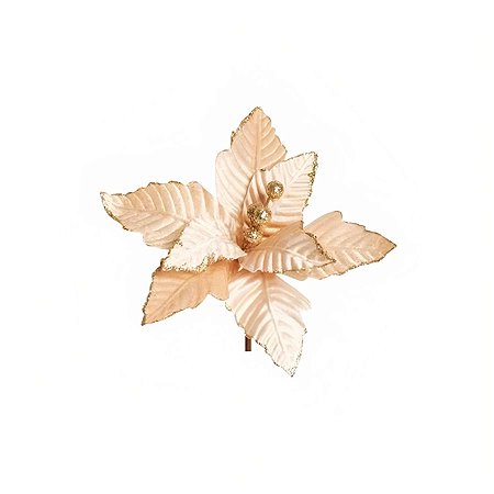 Flor de Cabo Curto Poinsétia Nude - 15cm - 1 unidade - Cromus - Rizzo