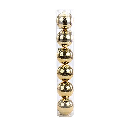 Bola de Natal em Tubo - Lisa Ouro - 10cm - 6 unidades - Cromus - Rizzo