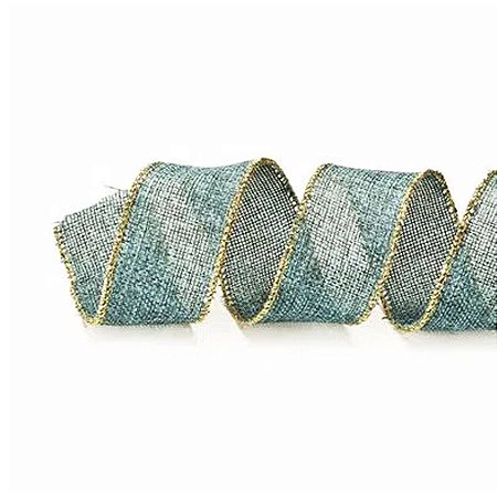 Fita Aramada - Azul Claro/Ouro - 6,3cmx9,14m  - 1 unidade - Cromus - Rizzo