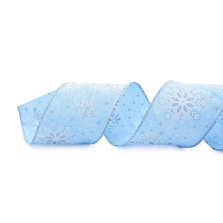 Fita Aramada Floco de Neve - Azul/Branco - 6,3cmx9,14m  - 1 unidade - Cromus - Rizzo