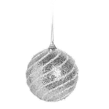 Bolas de Natal Listrada - Prata - 10cm - 4 unidades - Cromus - Rizzo