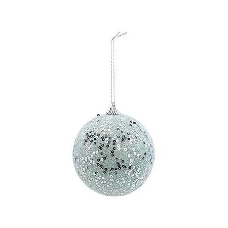 Bolas de Natal Glitter e Paete - Verde Claro/Prata - 8cm - 6 unidades - Cromus - Rizzo