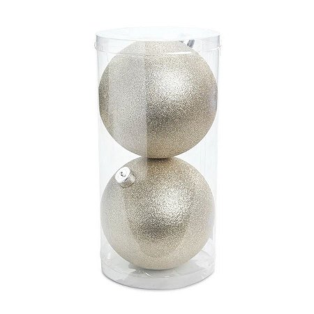 Bolas de Natal Glitter - Champanhe - 15cm - 2 unidades - Cromus - Rizzo