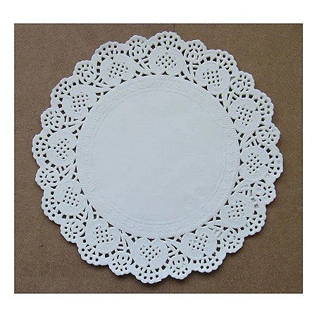 Fundo Rendado de Papel Redondo Branco 11,4cm - 24 un - Rizzo