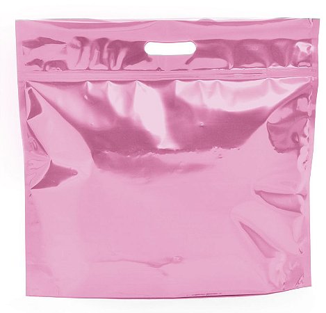 Sacola Metalizada com Zip 46x43x5cm Rosa Velho - 01 unidade - Cromus - Rizzo Embalagens
