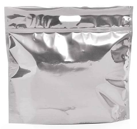 Sacola Metalizada com Zip P 46x43x5cm Prata - 01 unidade - Cromus - Rizzo Embalagens