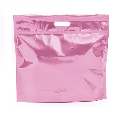 Sacola Metalizada com Zip P 32x40x5cm Rosa Velho - 01 unidade - Cromus - Rizzo Embalagens