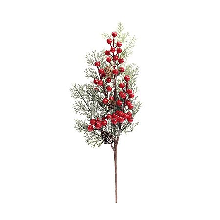 Galho Grande com Folha - Verde/Vermelha/Marrom - 55cm - 1 unidade - Cromus - Rizzo