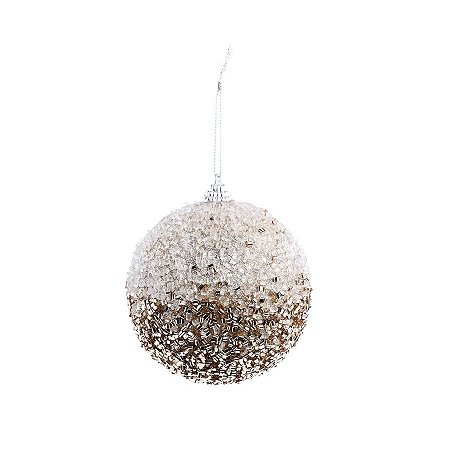 Bola de Natal Paete Glitter - Champagne- 10cm - 4 unidades - Cromus - Rizzo
