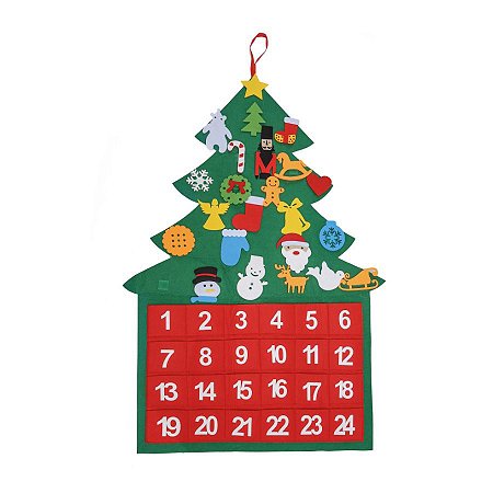 Decoração Para Pendurar - Calendário Pinheiro de Natal - 45x32cm  - 1 unidade - Cromus - Rizzo